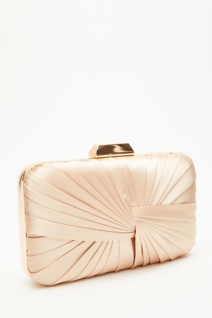 Womens Quiz Champagne Satin Front Knot Box Bag Size - One Size