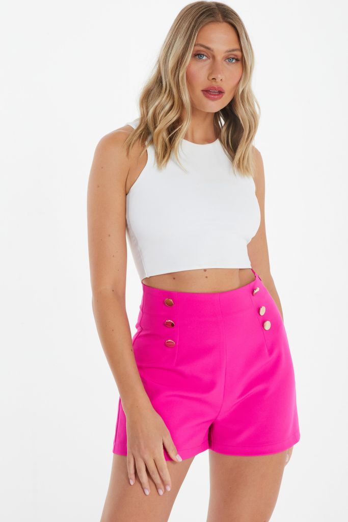 Pink Button Tailored Shorts