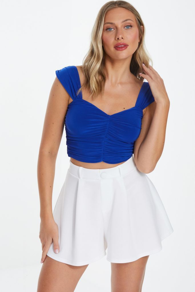 Royal Blue Ruched Crop Top