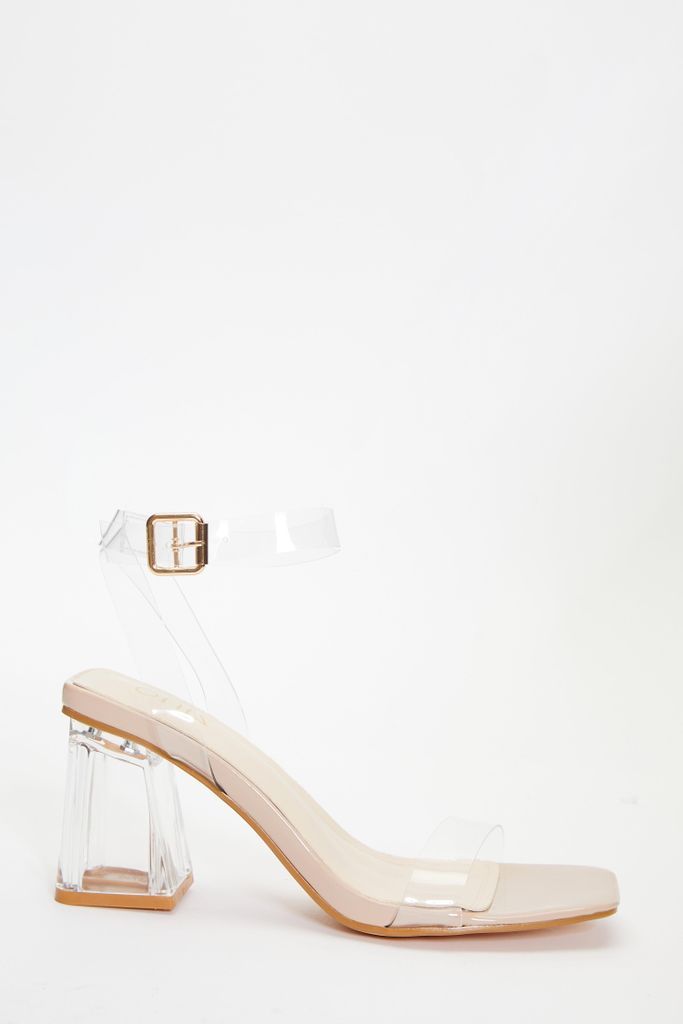 Nude Clear Mid Heeled Sandals