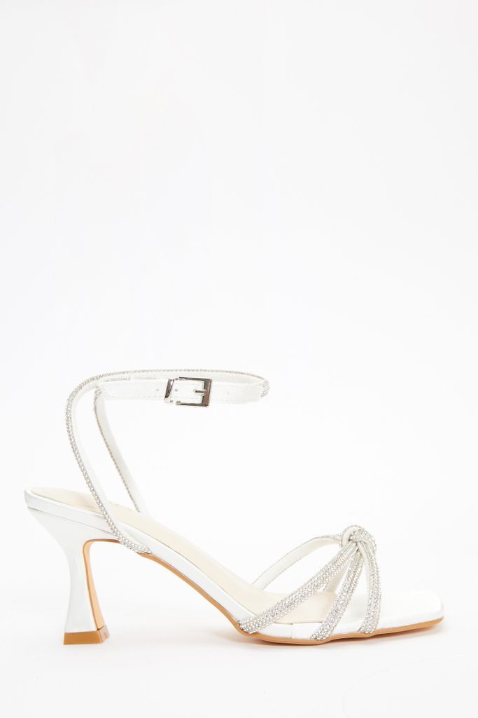 Bridal White Satin Satin Diamante Knot Heels