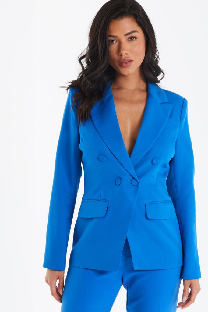 Women's Quiz Blue Buttoned Tailored Blazer Size 8