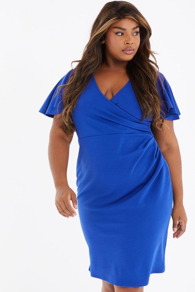 Women's Quiz Curve Royal Blue Wrap Midi Dress Size 24