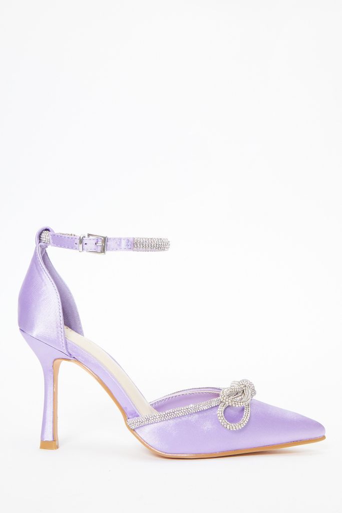 Lilac Diamante Bow Court Heels