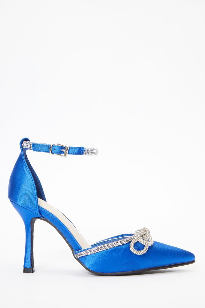 Royal Blue Diamante Bow Court Heels