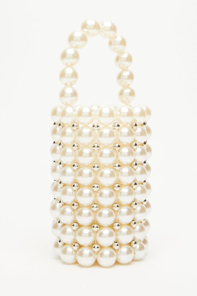 Women's Quiz Bridal Ivory Tube Pearl Bag Size ONE