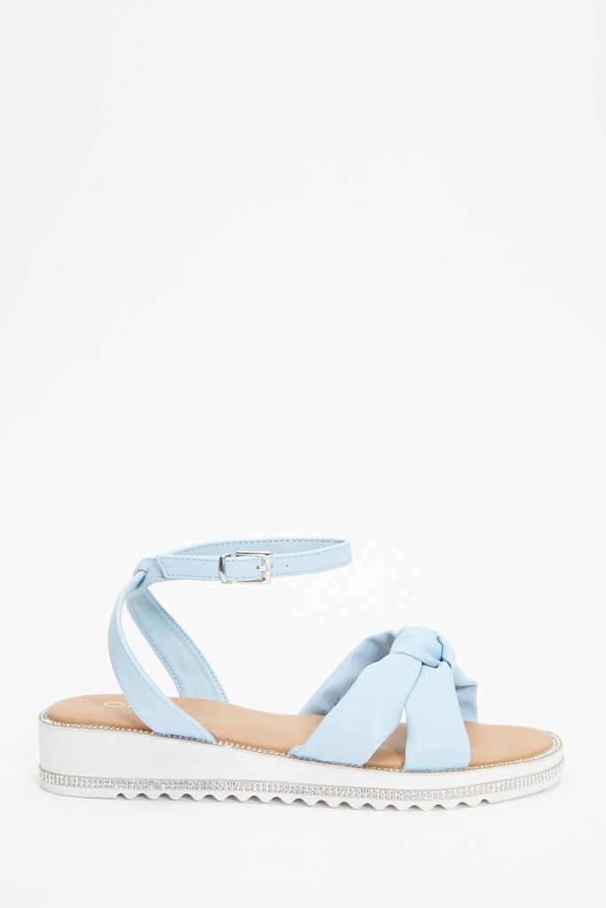 Blue Diamante Knot Sandals