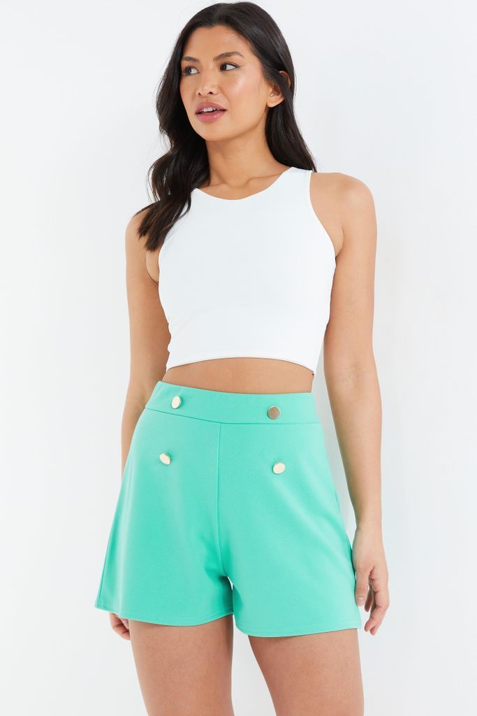 Mint Button Tailored Shorts