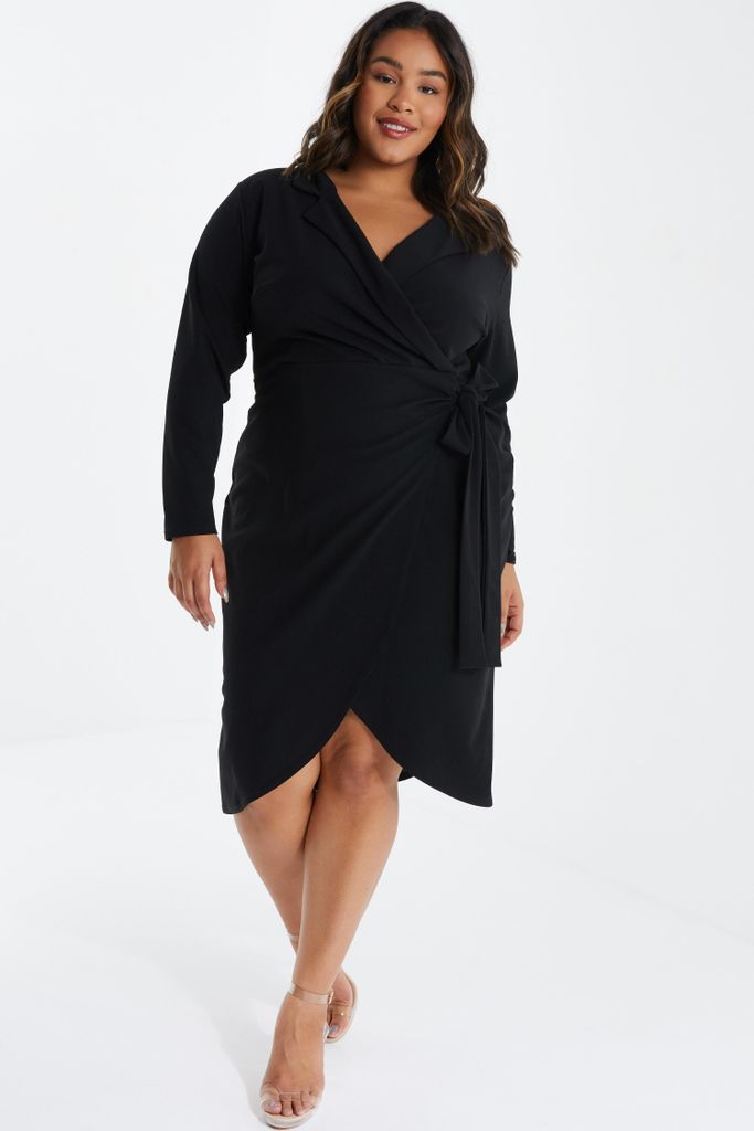 Womens Quiz Curve Black Wrap Midi Dress Size 26