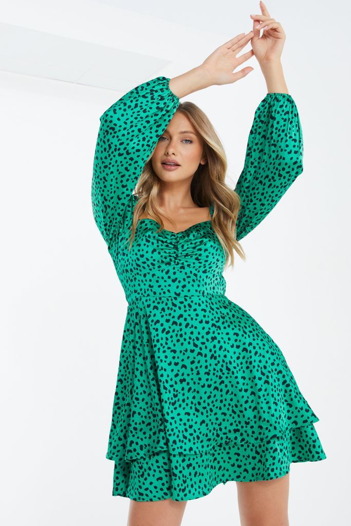Women's Quiz Green Animal Print Skater Dress Size 10