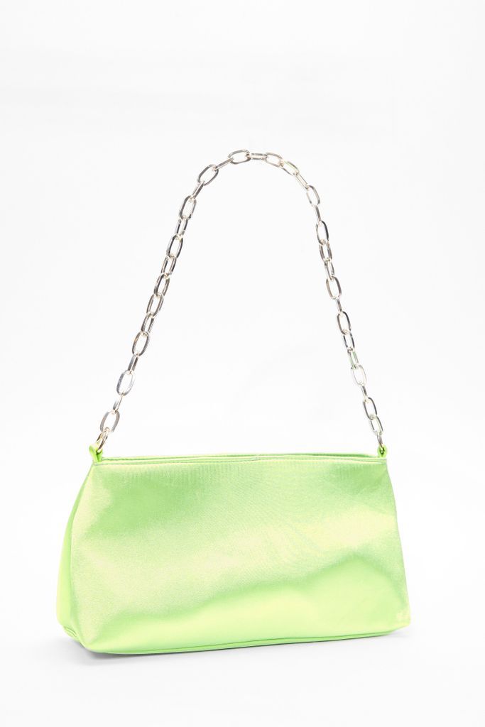 Lime Satin Shoulder Bag