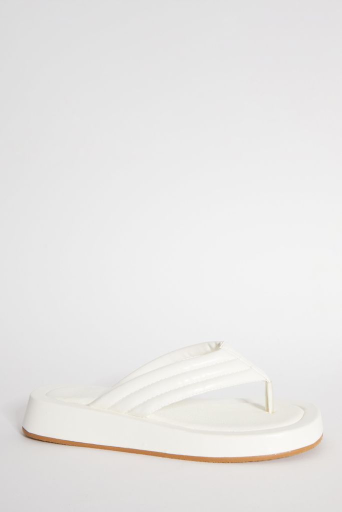 White Padded Flatform Sandals