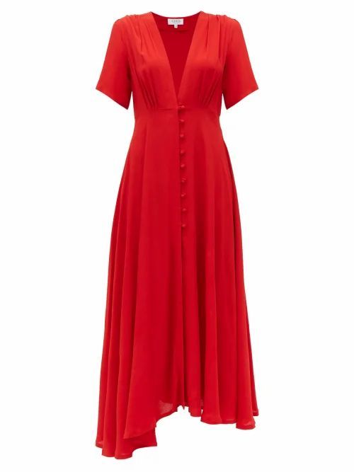 Gioia Bini - Carolina V-neck Crepe Midi Dress - Womens - Red