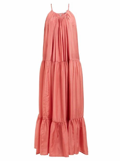Kalita - Genevieve Tiered-silk Maxi Dress - Womens - Pink