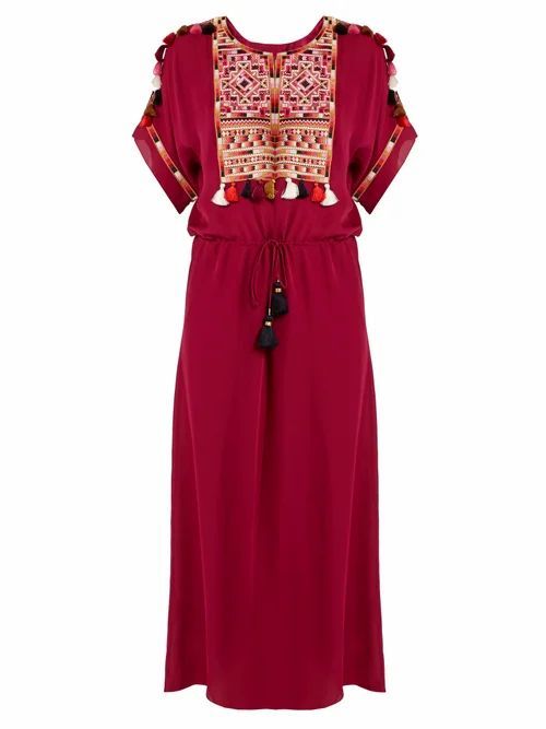 Figue - Naya Embroidered Silk-georgette Dress - Womens - Pink