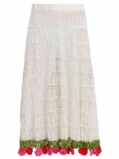 My Beachy Side - Carmen Crocheted-cotton Midi Skirt - Womens - White Multi