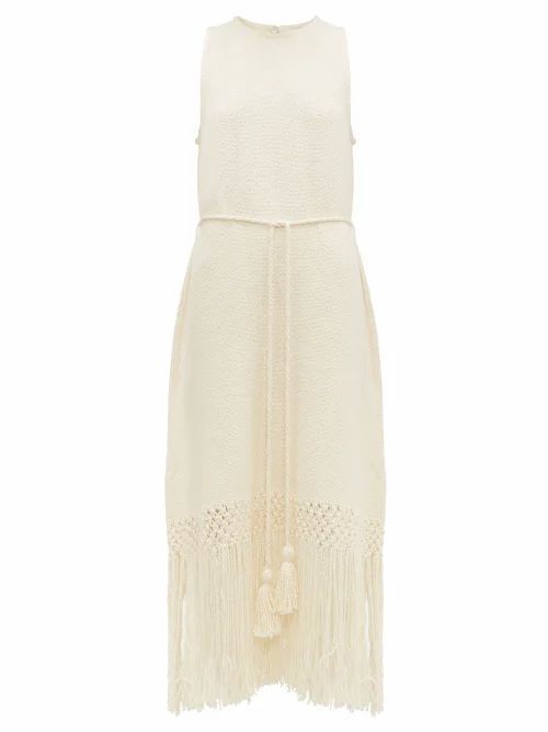 Rhode - Aaliyah Tasselled Cotton Midi Dress - Womens - Ivory