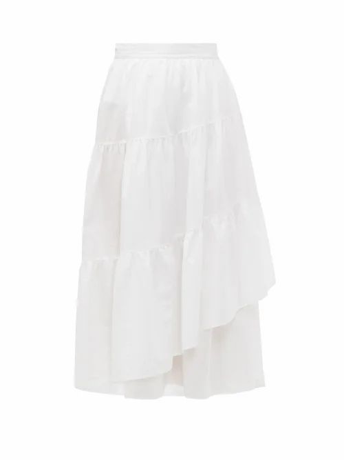 Merlette - Hallerbos Tiered Wrap Cotton-lawn Midi Skirt - Womens - White