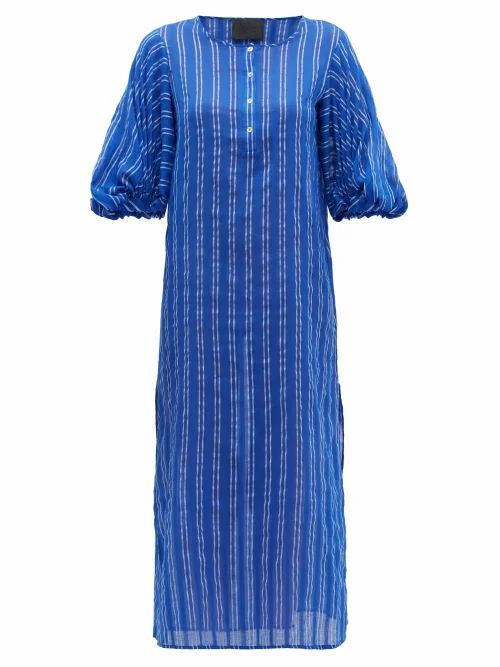 Love Binetti - Stir It Up Striped Cotton Dress - Womens - Blue