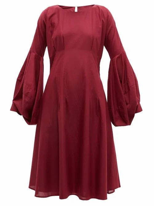 Merlette - Darted Cotton Dress - Womens - Burgundy