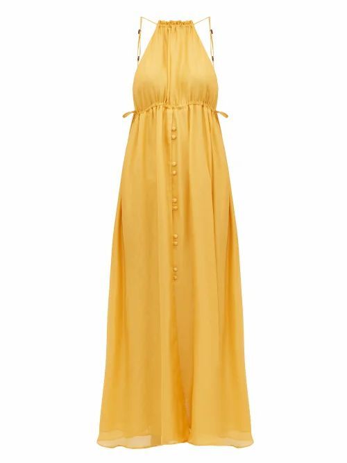 Cult Gaia - Agatha Keyhole-front Silk Dress - Womens - Yellow