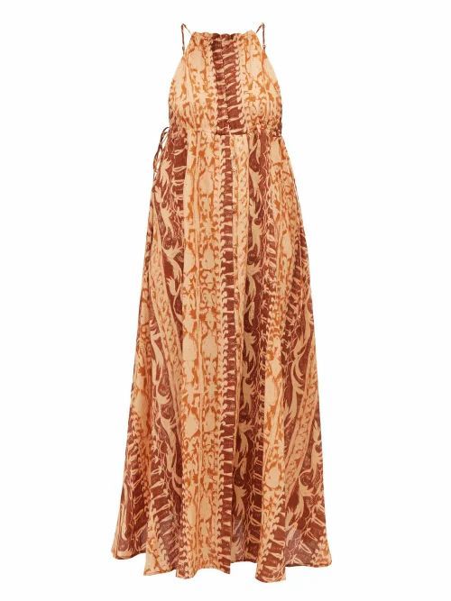 Cult Gaia - Agatha Soleil-print Silk Dress - Womens - Brown