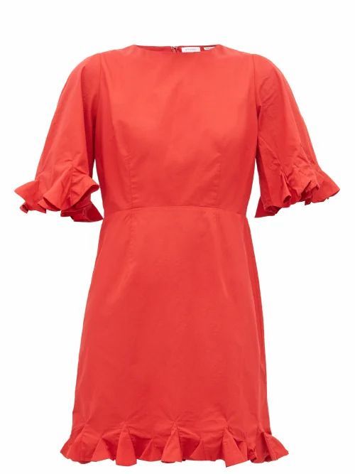 Rhode - Hailey Ruffled Cotton-voile Mini Dress - Womens - Red
