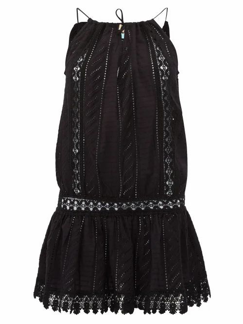 Melissa Odabash - Chelsea Broderie-anglaise Cotton Mini Dress - Womens - Black