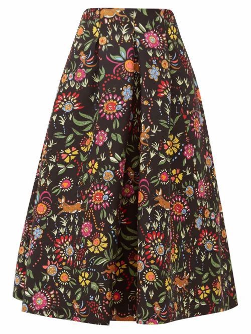 La DoubleJ - Santa Monica Babe-print Wool-blend A-line Skirt - Womens - Black Print
