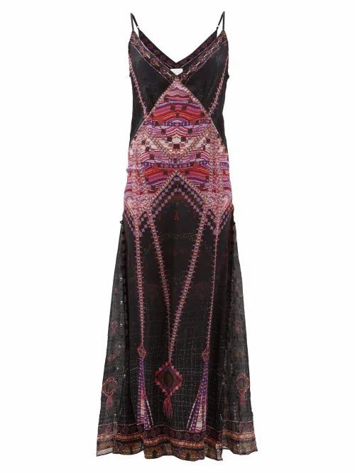 Camilla - Mina Mina Printed Silk Maxi Dress - Womens - Black Multi