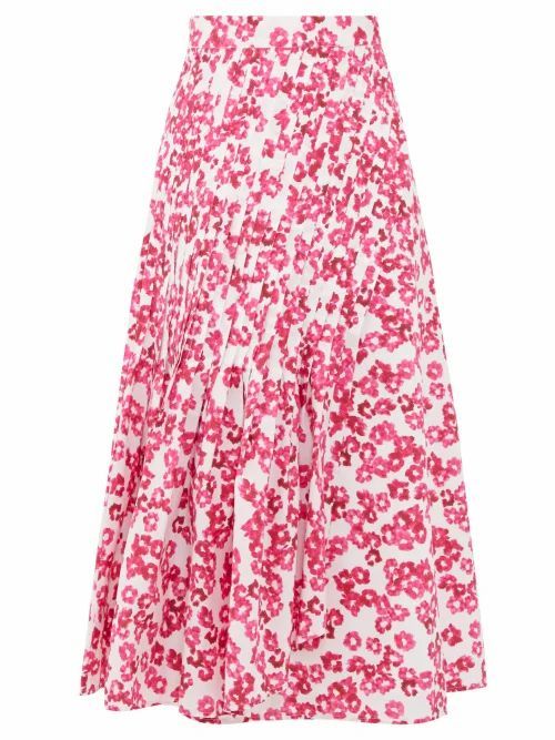 Merlette - Almijara Floral-print Cotton Midi Wrap Skirt - Womens - Pink Print