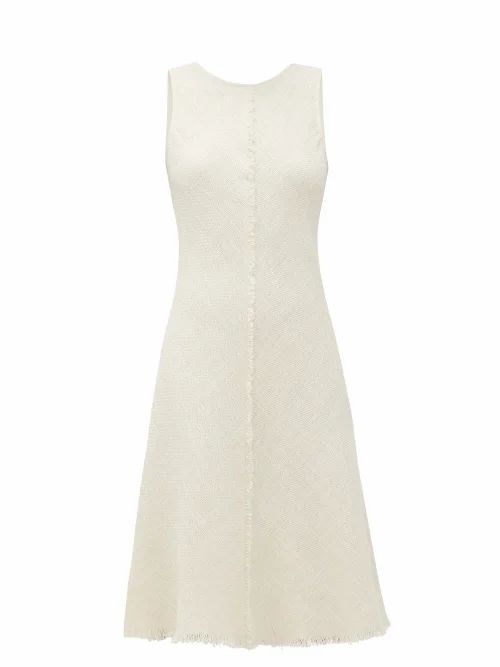 Odyssee - Marlin Frayed-hem Cotton-blend Tweed Dress - Womens - Ivory