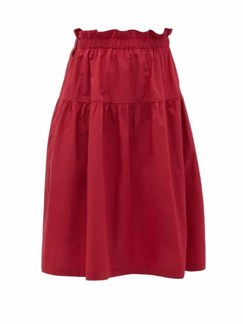 Araks - Ulu Ruffled Cotton Skirt - Womens - Burgundy