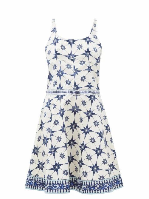 Le Sirenuse, Positano - Cindy Star-print Cotton-poplin Mini Dress - Womens - Blue Print