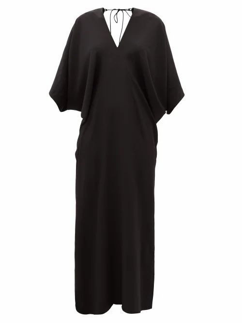 Thea - The Chara V-neck Silk-georgette Maxi Dress - Womens - Black