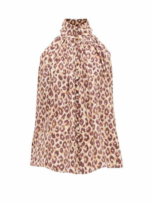 Zimmermann - Super Eight Leopard-print Silk Blouse - Womens - Leopard