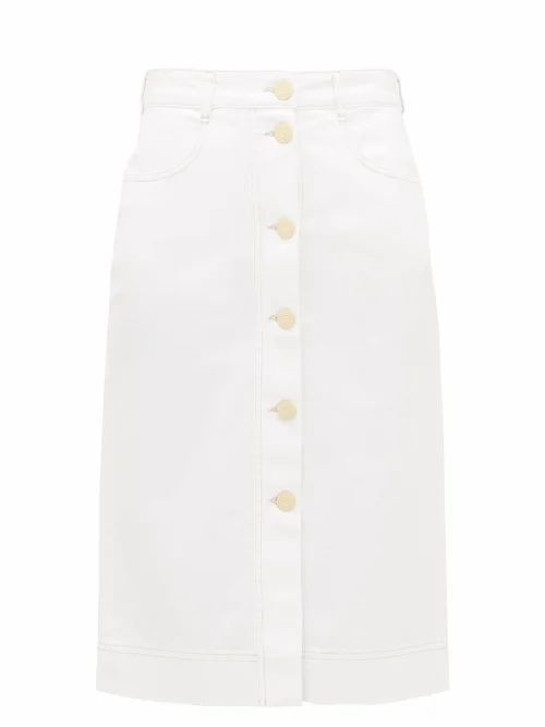 See By Chloé - Buttoned High-rise Brushed-cotton Skirt - Womens - White