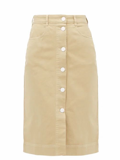 See By Chloé - Buttoned High-rise Brushed-cotton Skirt - Womens - Beige