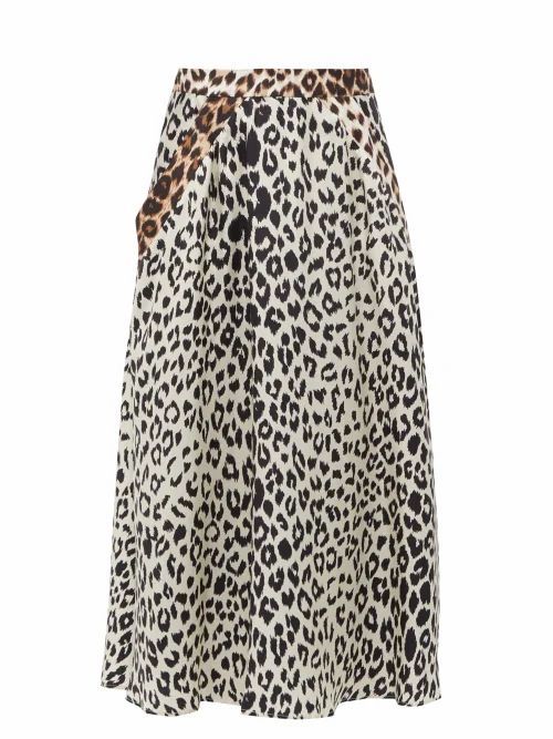 La Prestic Ouiston - Burty Leopard-print Silk-twill Midi Skirt - Womens - Leopard