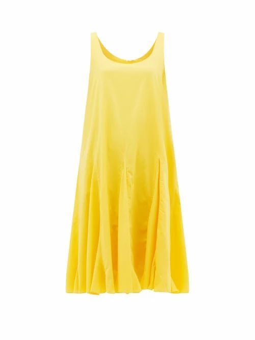 Rhode - Lalla Godet-pleat Cotton Dress - Womens - Yellow