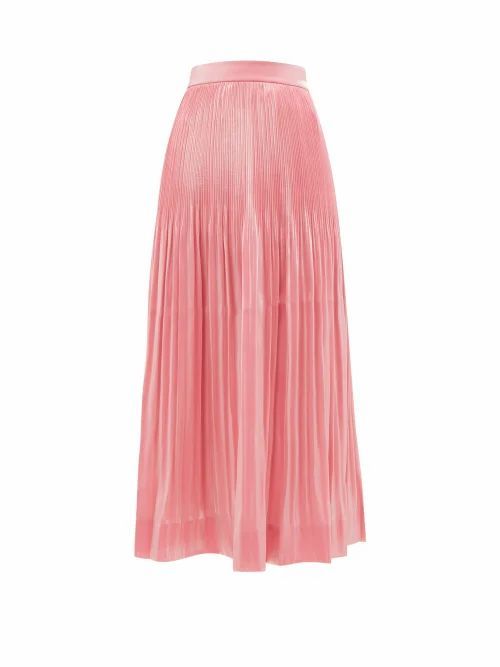 Rhode - Farrah Pleated Lamé Midi Skirt - Womens - Pink