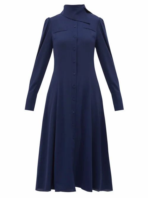 Emilia Wickstead - Lucille Georgette Shirt Dress - Womens - Navy