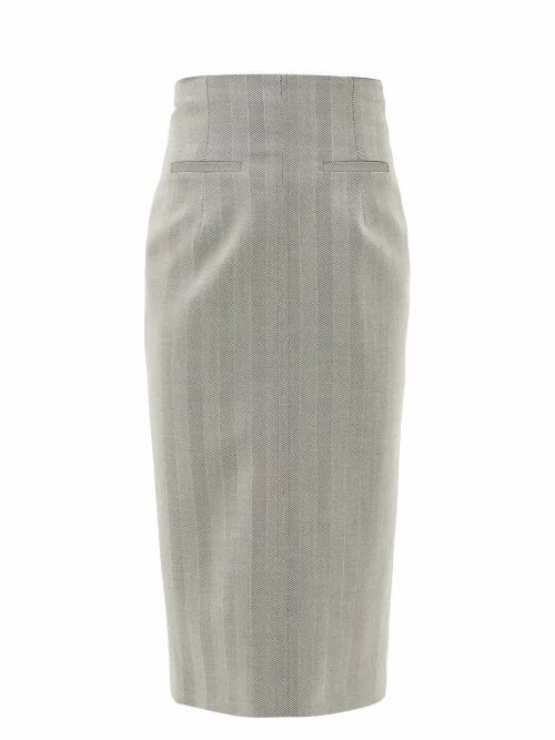 Racil - Melissa Herringbone-wool Pencil Skirt - Womens - Grey