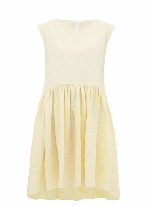 Merlette - Mercadal Tumbled Cotton-blend Dress - Womens - Light Yellow