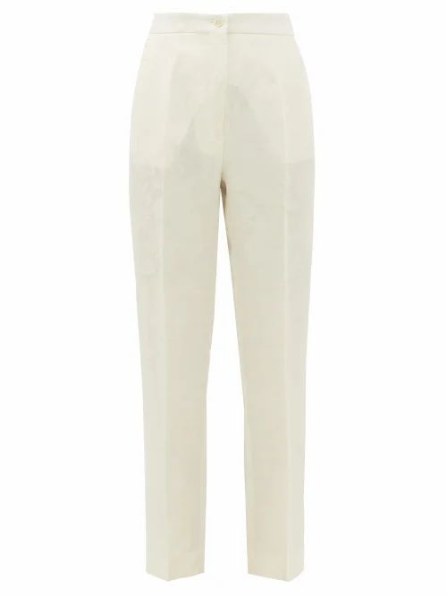 Etro - Bristol Floral-jacquard Trousers - Womens - White