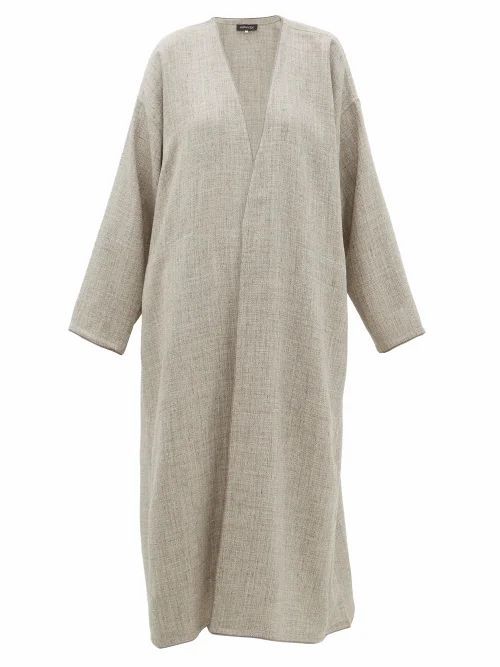 Eskandar - Collarless A-line Alpaca-blend Coat - Womens - Light Grey
