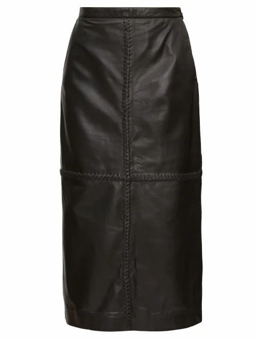Altuzarra - Mooney Panelled Leather Midi Skirt - Womens - Black