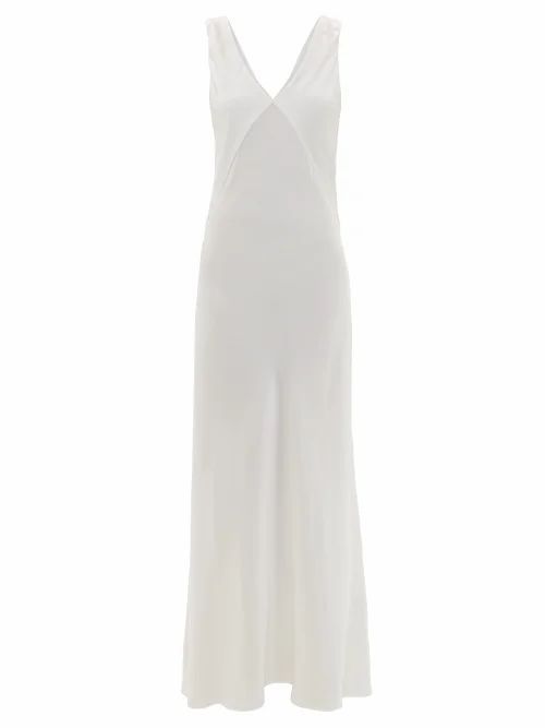 Bordeaux Silk-satin Slip Dress - Womens - White