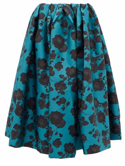 Marques'almeida - Floral Brocade Midi Skirt - Womens - Blue Black
