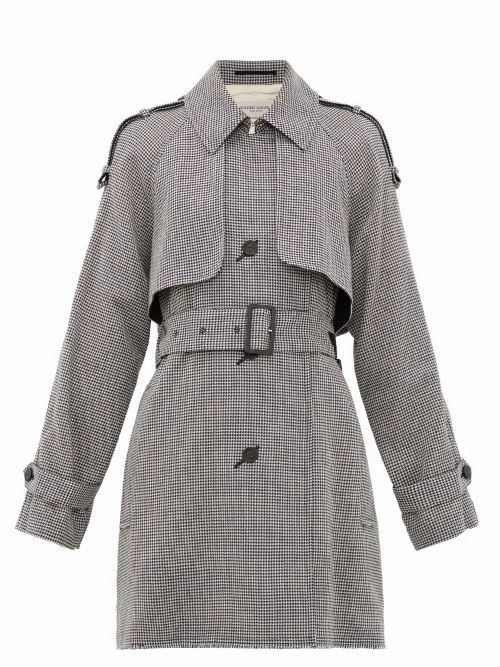 Golden Goose - Serenity Short Houndstooth Trench Coat - Womens - Grey